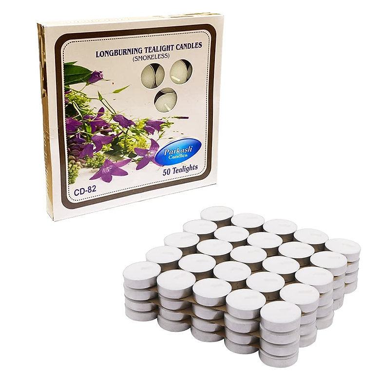 Parkash Candles Paraffin Wax Candles Tea Lights, Unscented (2.5hr) (Set of 100)