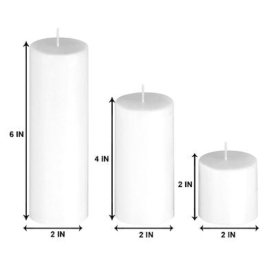 Parkash Candles Unscented Pillar Candles Set of 3 || 2x2, 2x4, 2x6 Inches ||