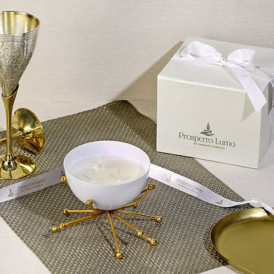 Parkash Candles Modern Bowl Scented Candle with Decorative Brass Stand Soy Wax
