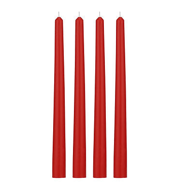 Unscented Dripless Taper Candles 10 Inch x 0.75 Inch Ram Mandir Candle Red