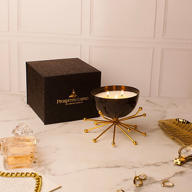 Parkash Candles Modern Bowl Scented Candle with Decorative Brass Stand Soy Wax