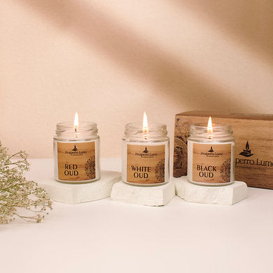 Parkash Candles Golden Scented Candles Gifts Set, 3 Pcs || Paraffin Wax