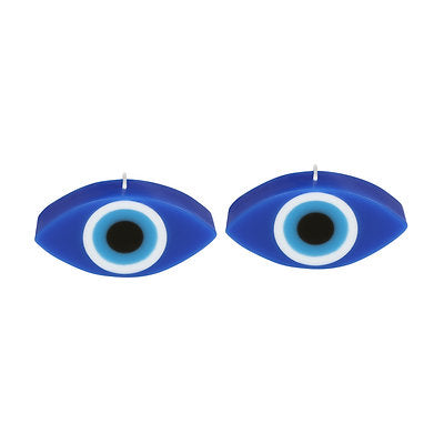 Parkash Candles Blue Evil Eye Candle Gift Nazar Home Set of 2 (Evil Eye)