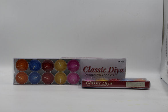 Parkash Candles Classic diya decorative multicolor Tea light candle Set of 10