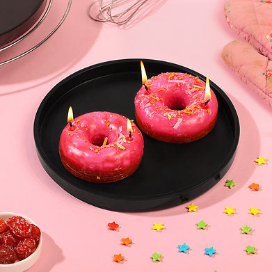 Unscented Donuts Candle for Home Decor Paraffin Wax (Strawberry - Pink)