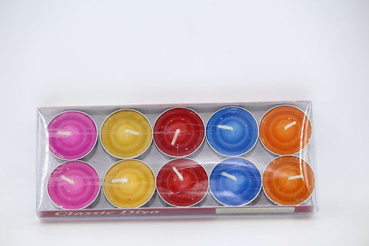 Parkash Candles Classic diya decorative multicolor Tea light candle Set of 10