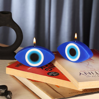 Parkash Candles Blue Evil Eye Candle Gift Nazar Home Set of 2 (Evil Eye)