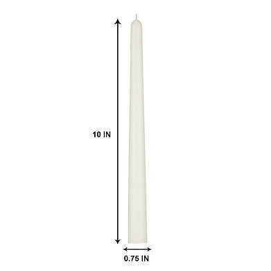 Unscented Dripless Taper Candles 10 Inch x 0.75 Inch Ram Mandir Candle White
