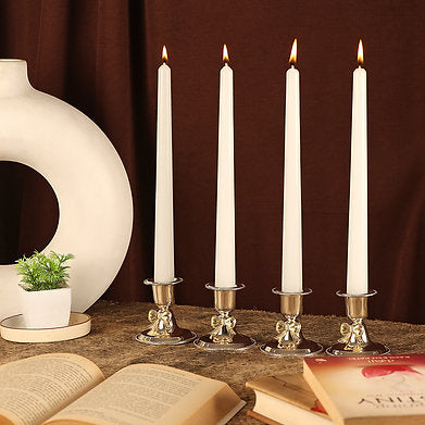 Unscented Dripless Taper Candles 10 Inch x 0.75 Inch Ram Mandir Candle White