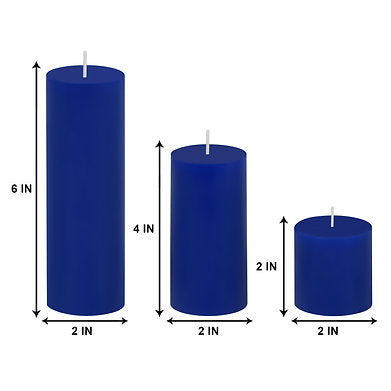 Unscented Pillar Candles Set of 3 || 2x2, 2x4, 2x6 Inches Dark Blue
