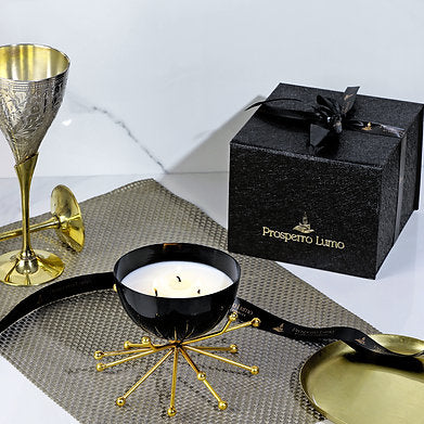 Parkash Candles Modern Bowl Scented Candle with Decorative Brass Stand Soy Wax