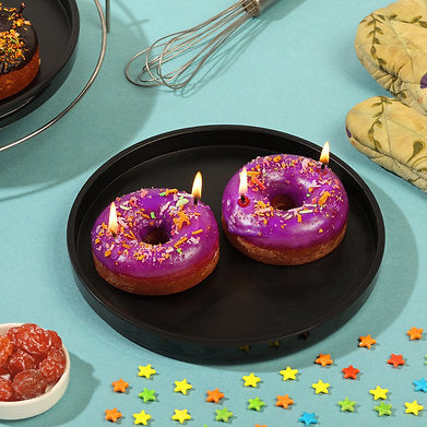 Unscented Donuts Candle for Home Decor Paraffin Wax (Sweet Potato - Purple)