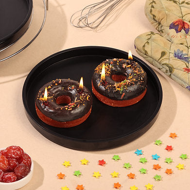 Unscented Donuts Candle for Home Decor Paraffin Wax (Chocolate - Brown)