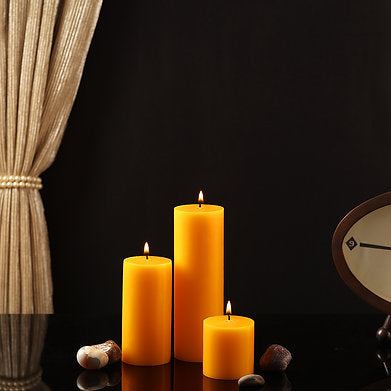Unscented Pillar Candles Set of 3 || 2x2, 2x4, 2x6 Inches Orange