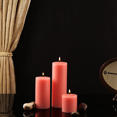 Parkash Candles Unscented Pillar Candles Set of 3 || 2x2, 2x4, 2x6 Inches Pink