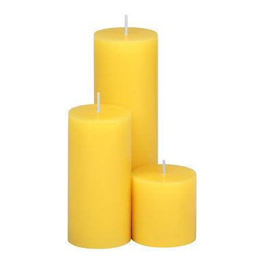 Parkash Candles Unscented Pillar Candles Set of 3 || 2x2, 2x4, 2x6 Inches Yellow