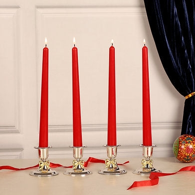 Unscented Dripless Taper Candles 10 Inch x 0.75 Inch Ram Mandir Candle Red