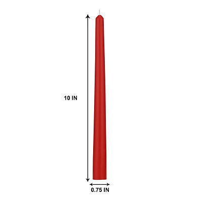 Unscented Dripless Taper Candles 10 Inch x 0.75 Inch Ram Mandir Candle Red