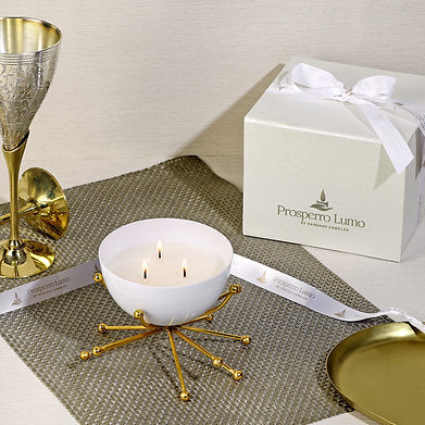 Parkash Candles Modern Bowl Scented Candle with Decorative Brass Stand Soy Wax