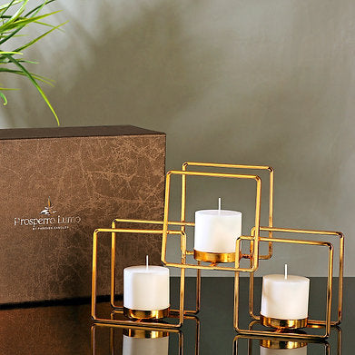 Parkash Candles Premium Sandalwood Pillar Candles with Beautiful Brass Stand