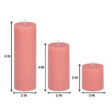 Parkash Candles Unscented Pillar Candles Set of 3 || 2x2, 2x4, 2x6 Inches Pink