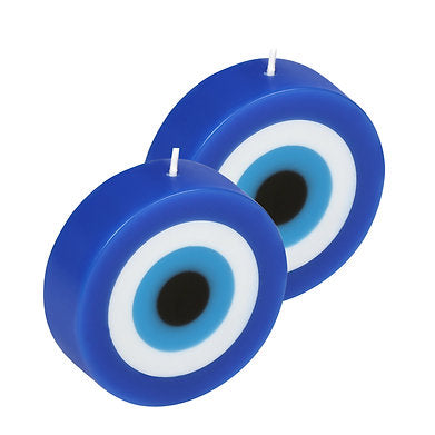 Parkash Candles Blue Evil Eye Candle Gift Nazar Set of 2 (Evil Eye - Round)