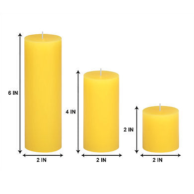 Parkash Candles Unscented Pillar Candles Set of 3 || 2x2, 2x4, 2x6 Inches Yellow