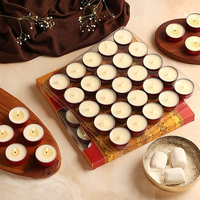 Prospero Lumo Premium Soy Wax Scented Tea Light Set of 25 (VIBHUTI)